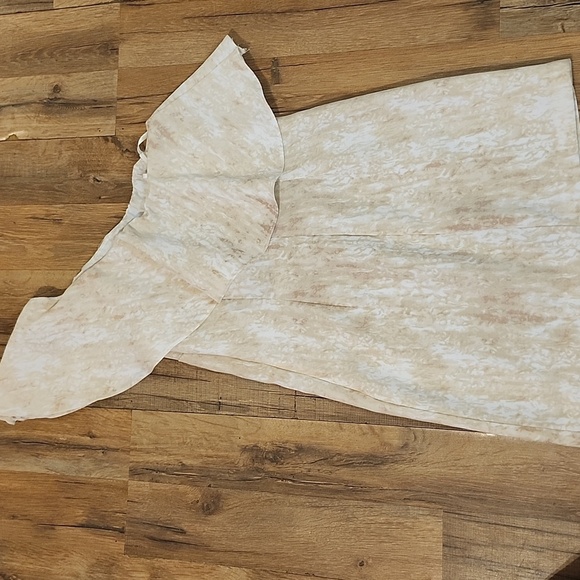 BCBGeneration Tan Cream Asymmetrical Ruffled Sheath Dress - Picture 9 of 9